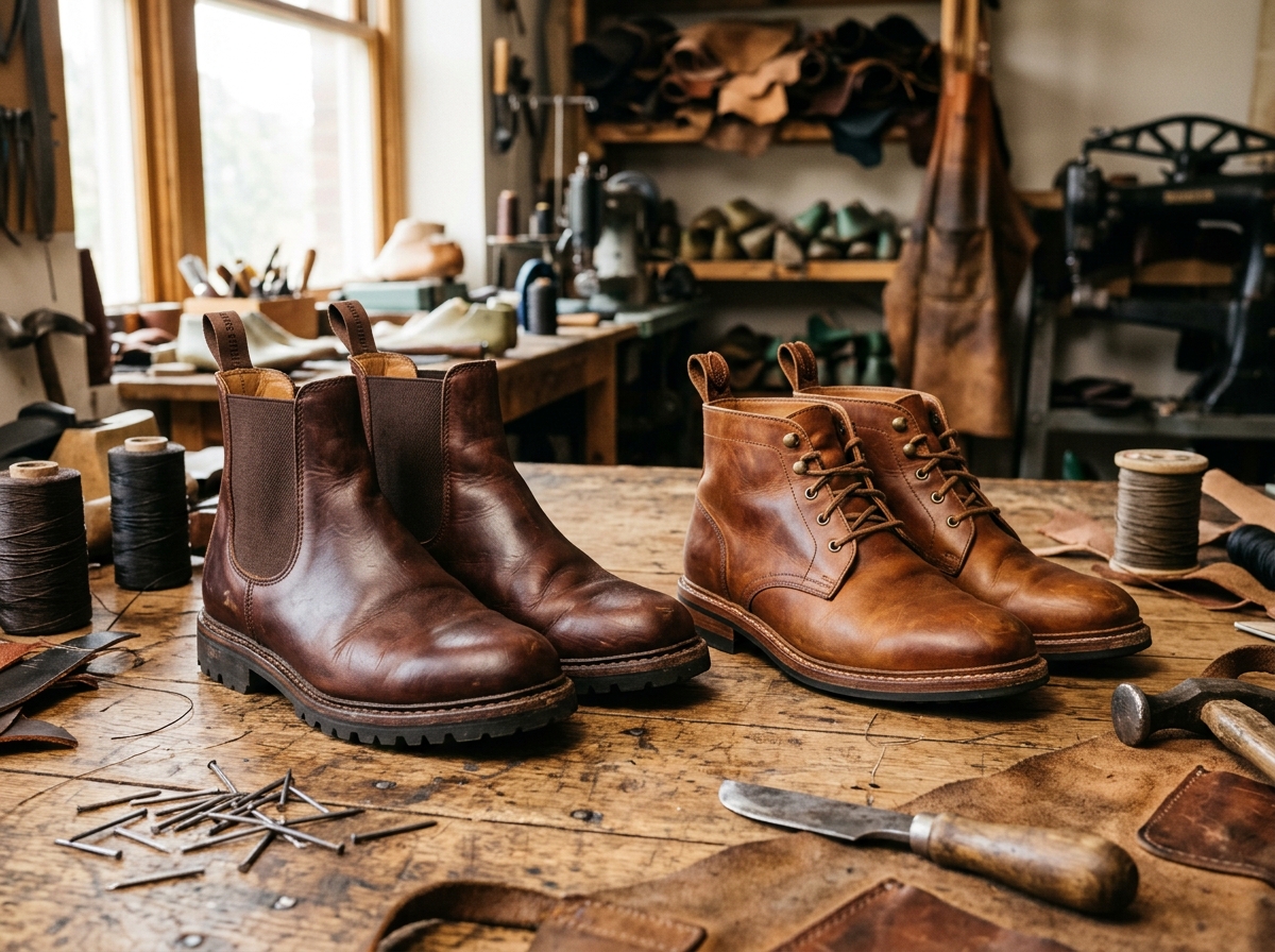 Bottines Chelsea et Chukka Boots en Cuir Véritable
